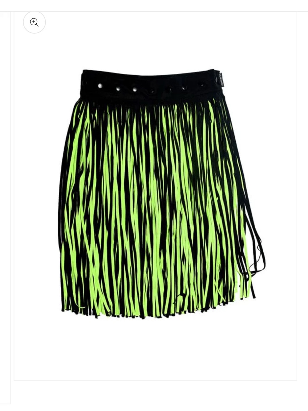 SUGAR AND BRUNO Lacey Shake It Skirt - Neon Green and black fringe